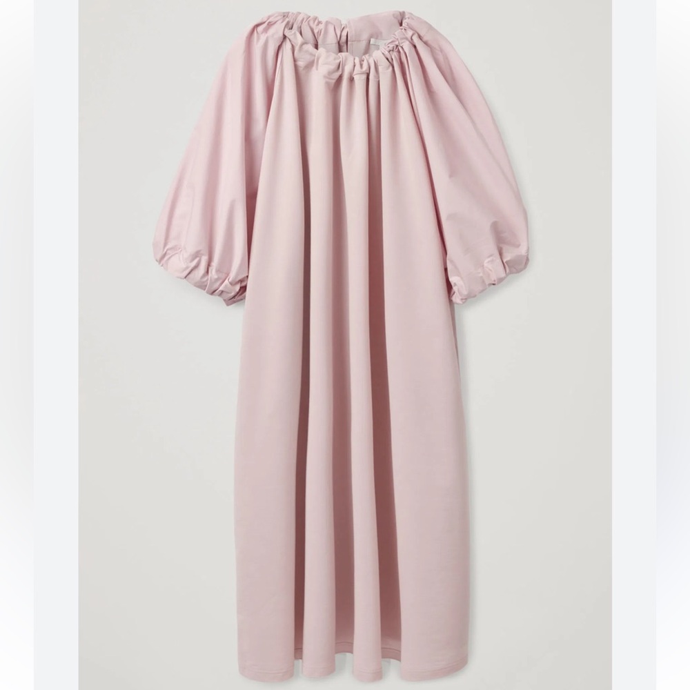 COS Pink Puff-Sleeve Midi Dress